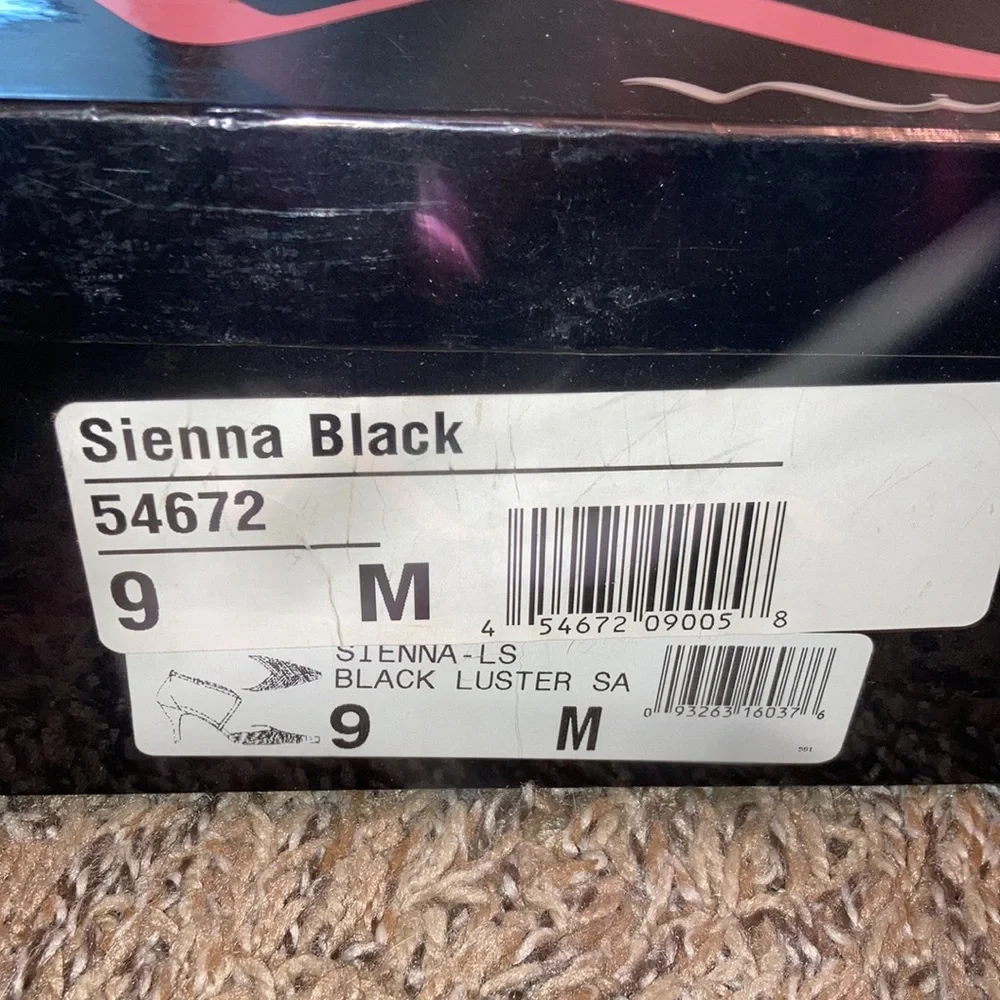 Nina sienna sling back black satin heels size 9